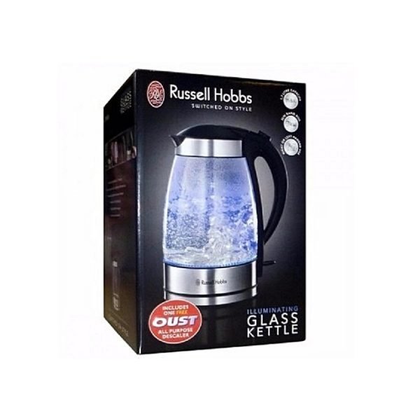 russell hobbs 1.7 l illuminating glass kettle