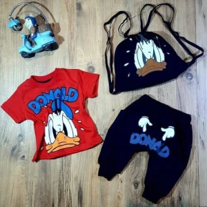Boy's 3 In 1 Red Bump Mickey Set With Bag