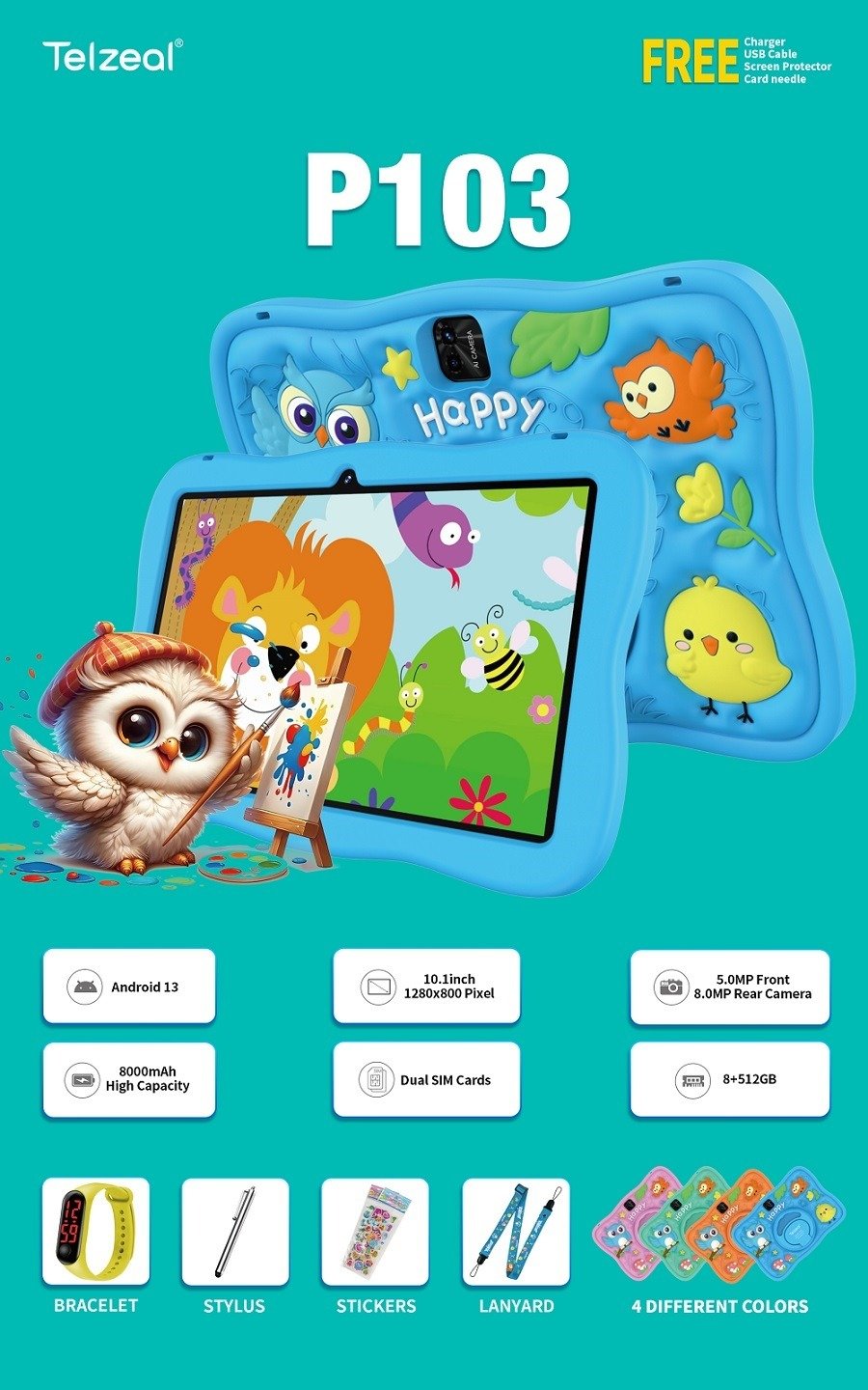 telzeal P103 images 2 kids tablet