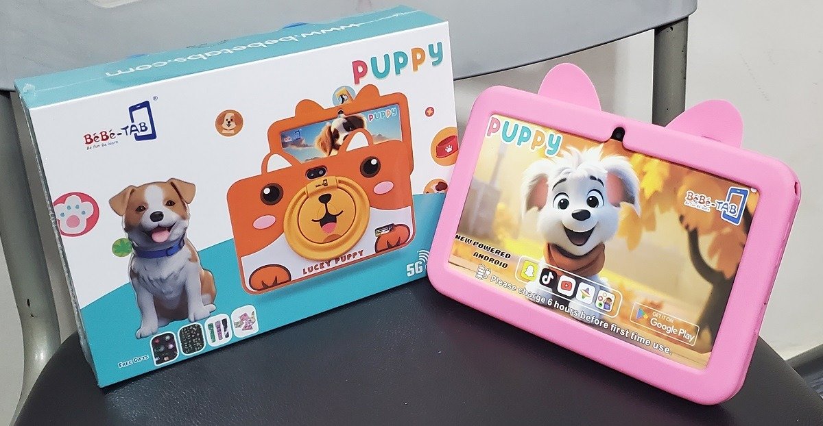 Puppy 8 carton and inside front kids tablet